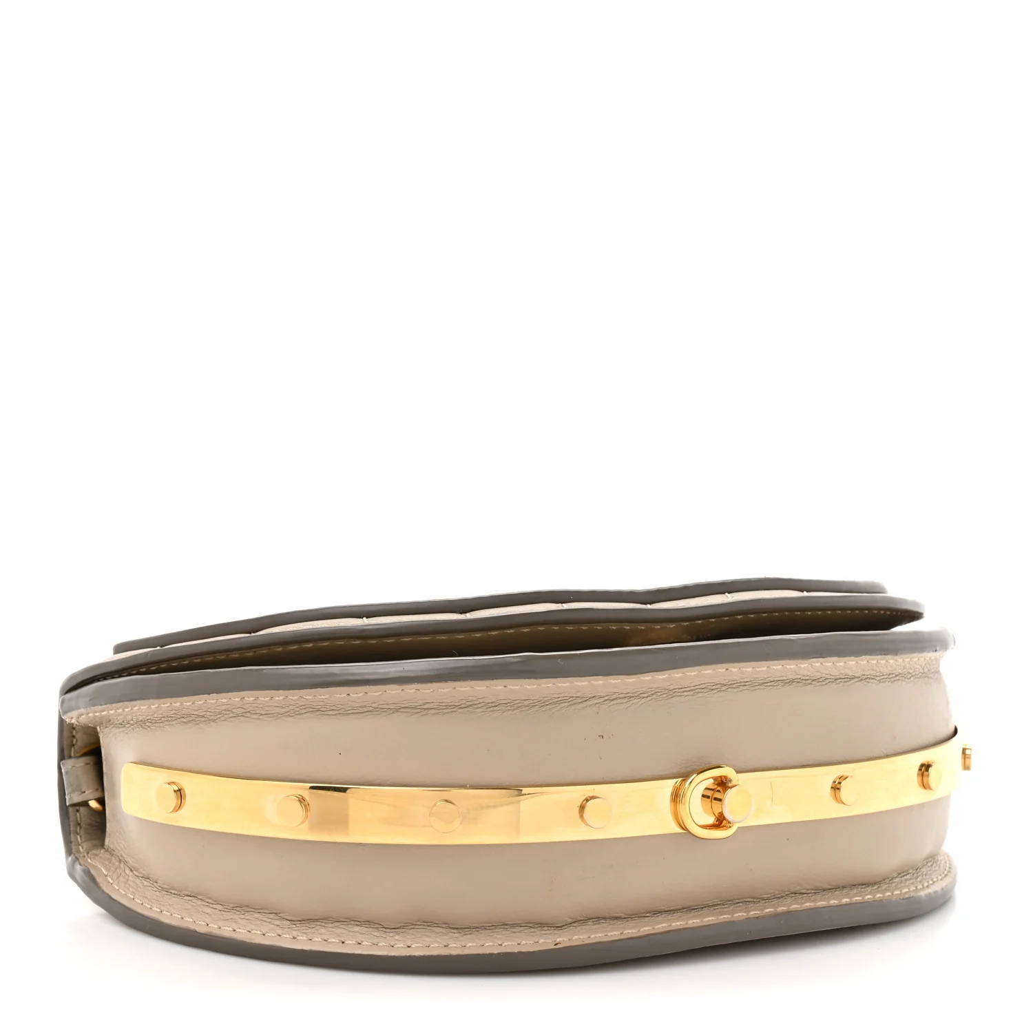 Calfskin Lambskin Quilted Studded Nile Bracelet Minaudiere Bag Pastel Grey - Image 4