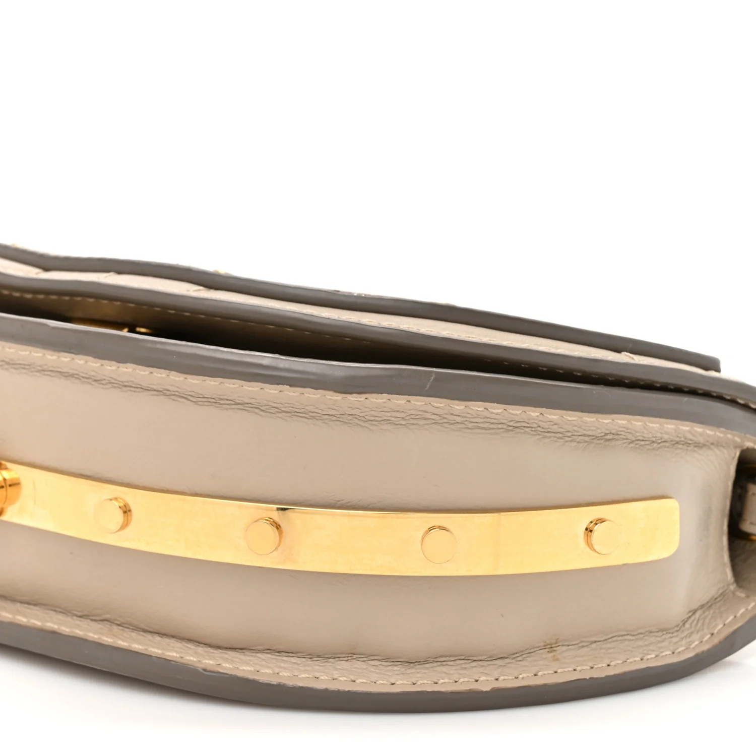 Calfskin Lambskin Quilted Studded Nile Bracelet Minaudiere Bag Pastel Grey - Image 9