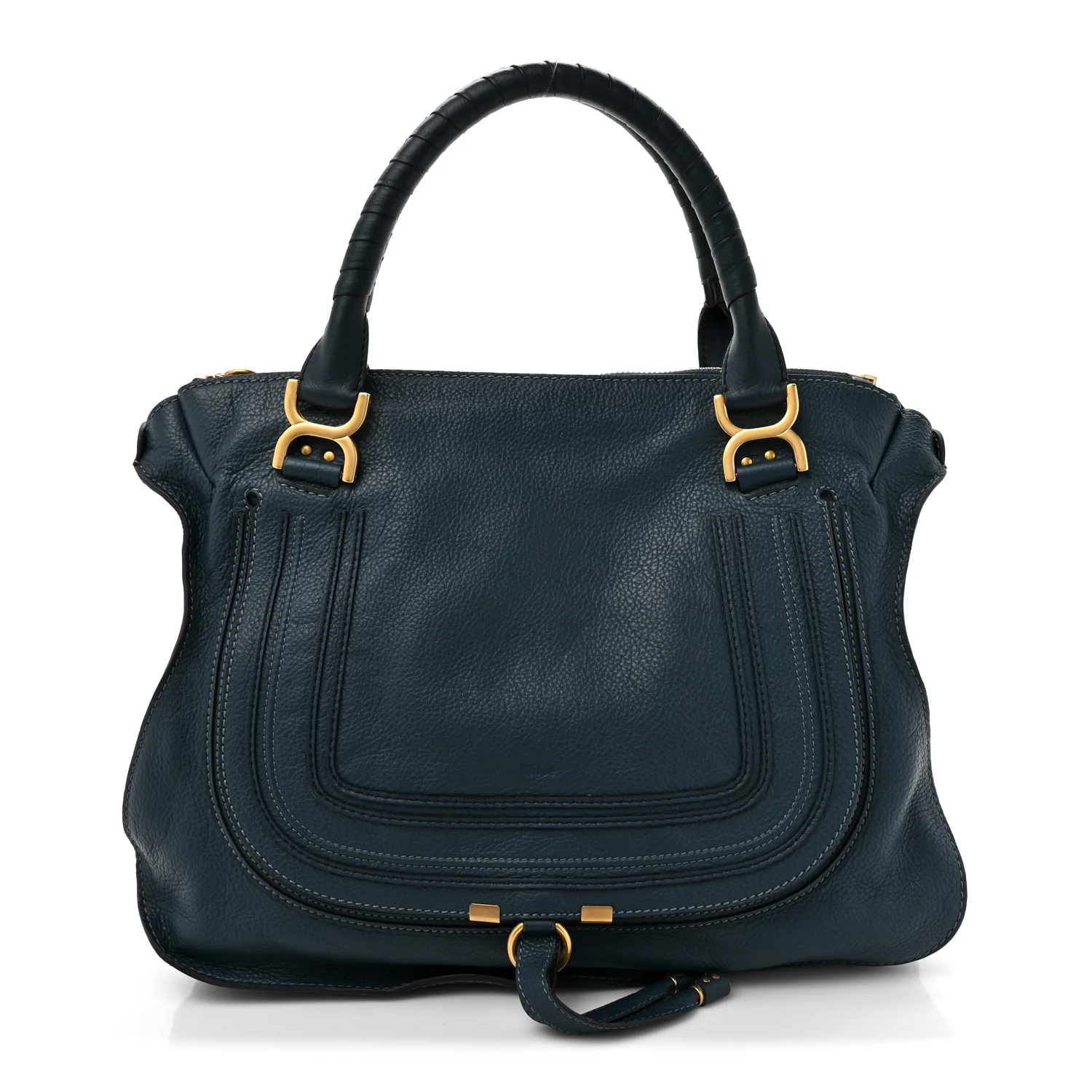 Calfskin Large Marcie Satchel Navy Ink