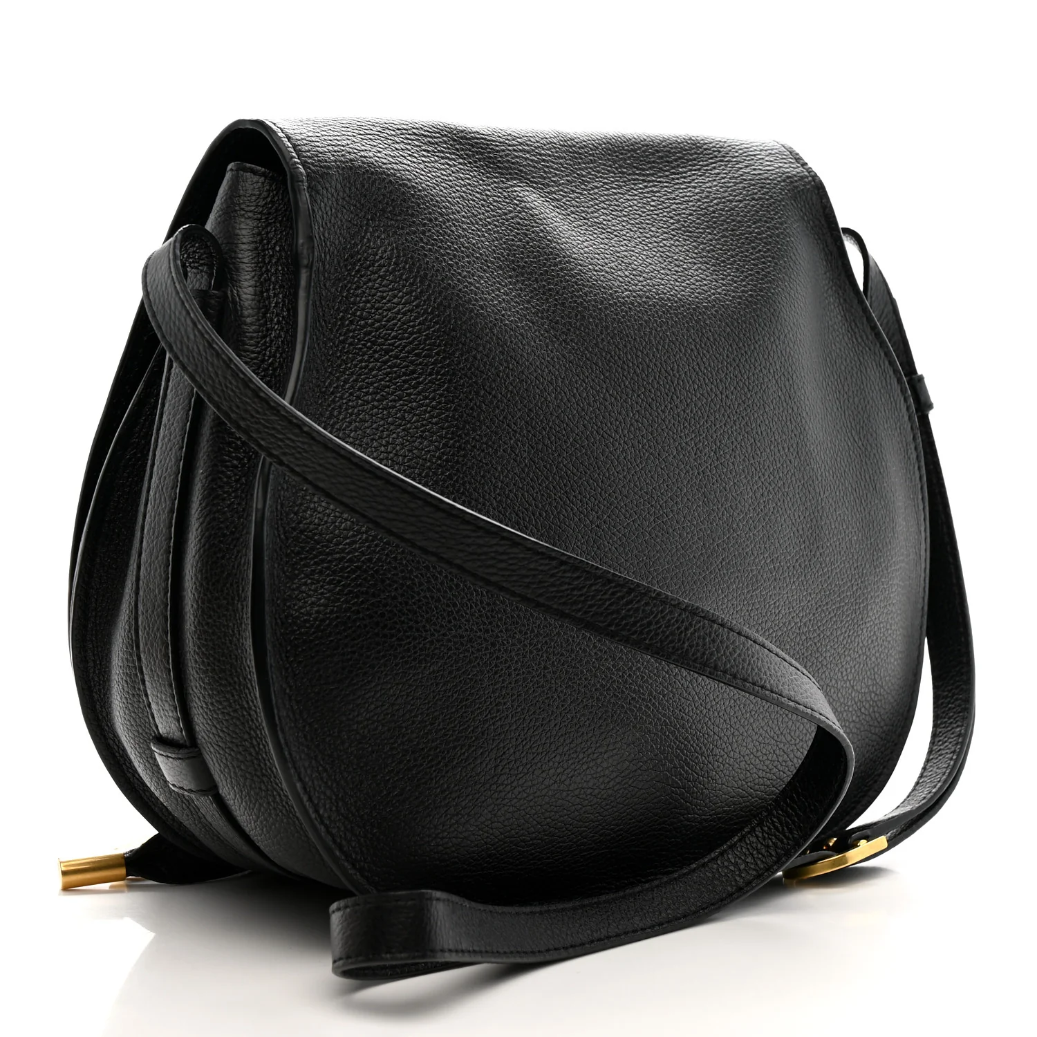 Calfskin Medium Marcie Round Crossbody Bag Black - Image 3