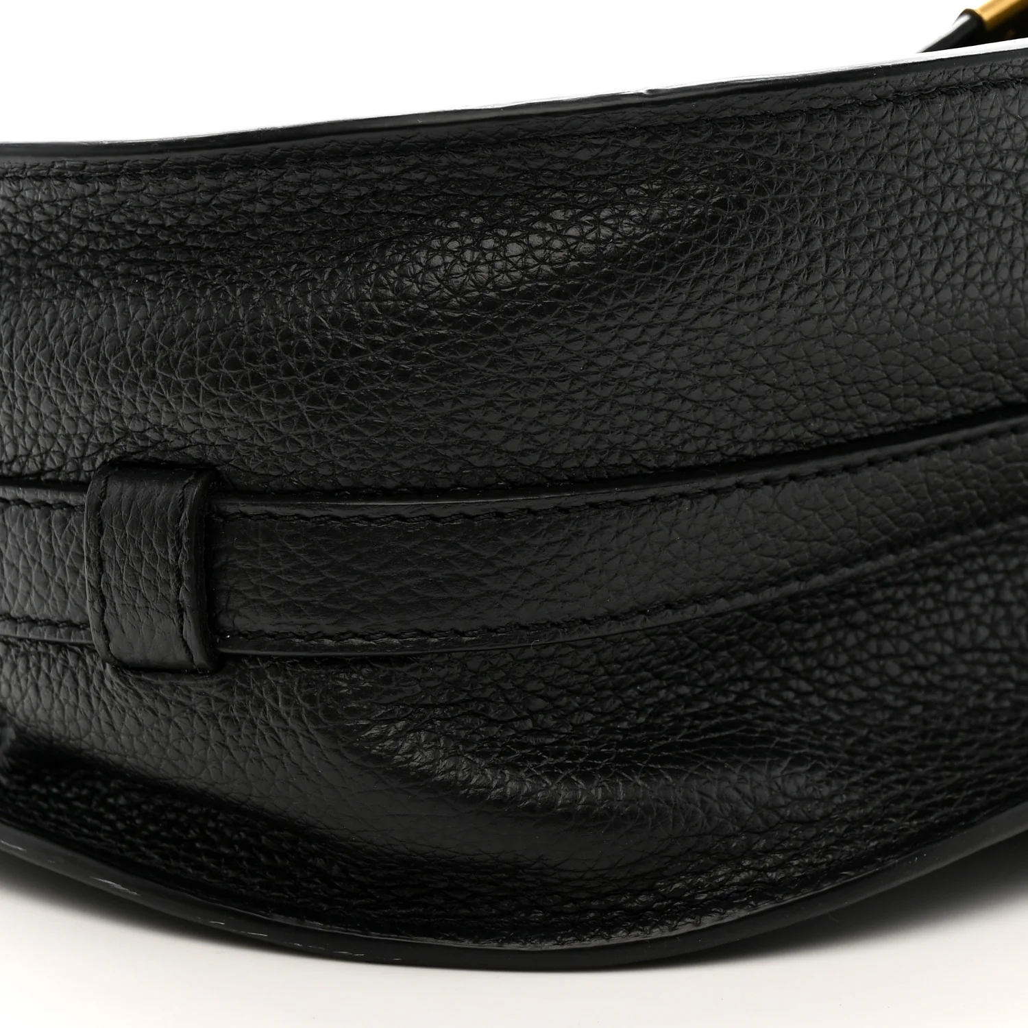 Calfskin Medium Marcie Round Crossbody Bag Black - Image 9