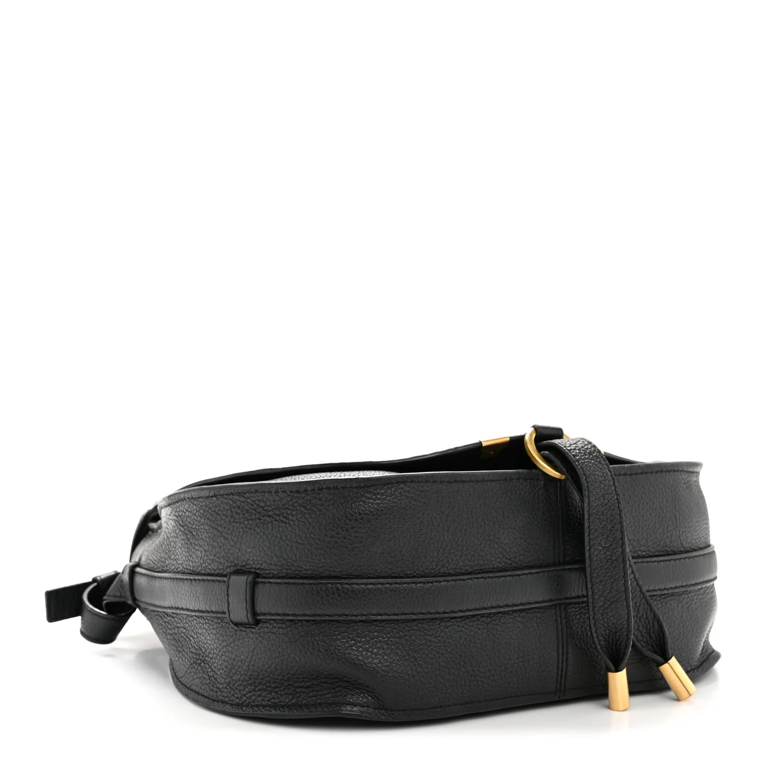 Calfskin Medium Marcie Round Crossbody Bag Black - Image 8