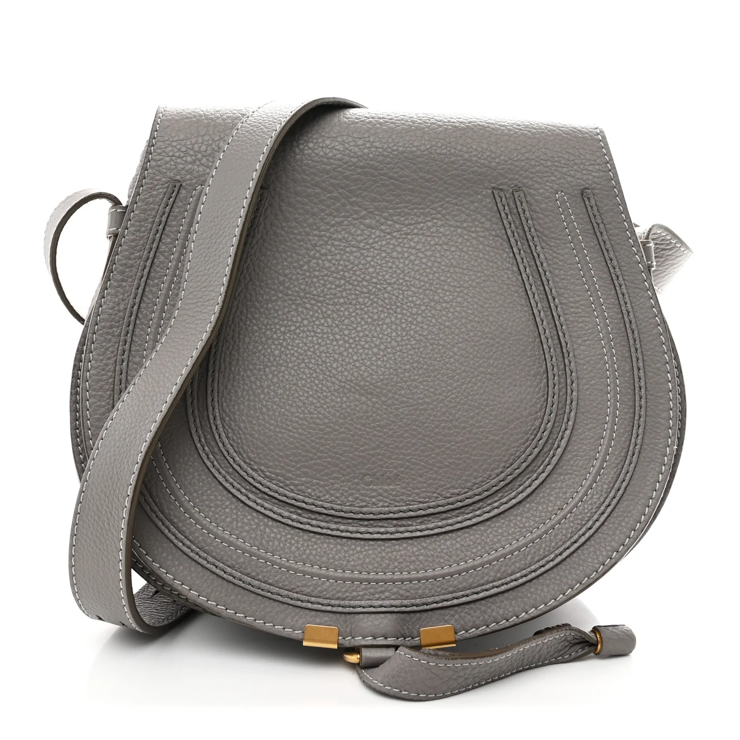 Calfskin Medium Marcie Round Crossbody Bag Cashmere Grey