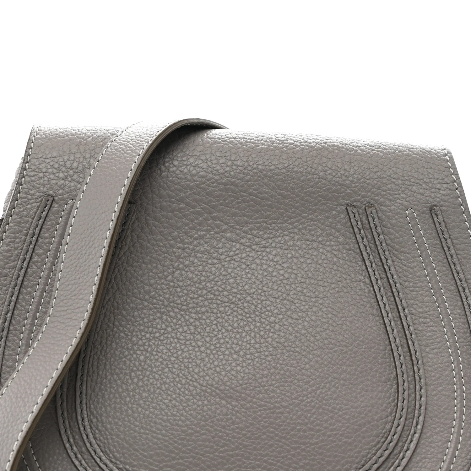 Calfskin Medium Marcie Round Crossbody Bag Cashmere Grey - Image 16