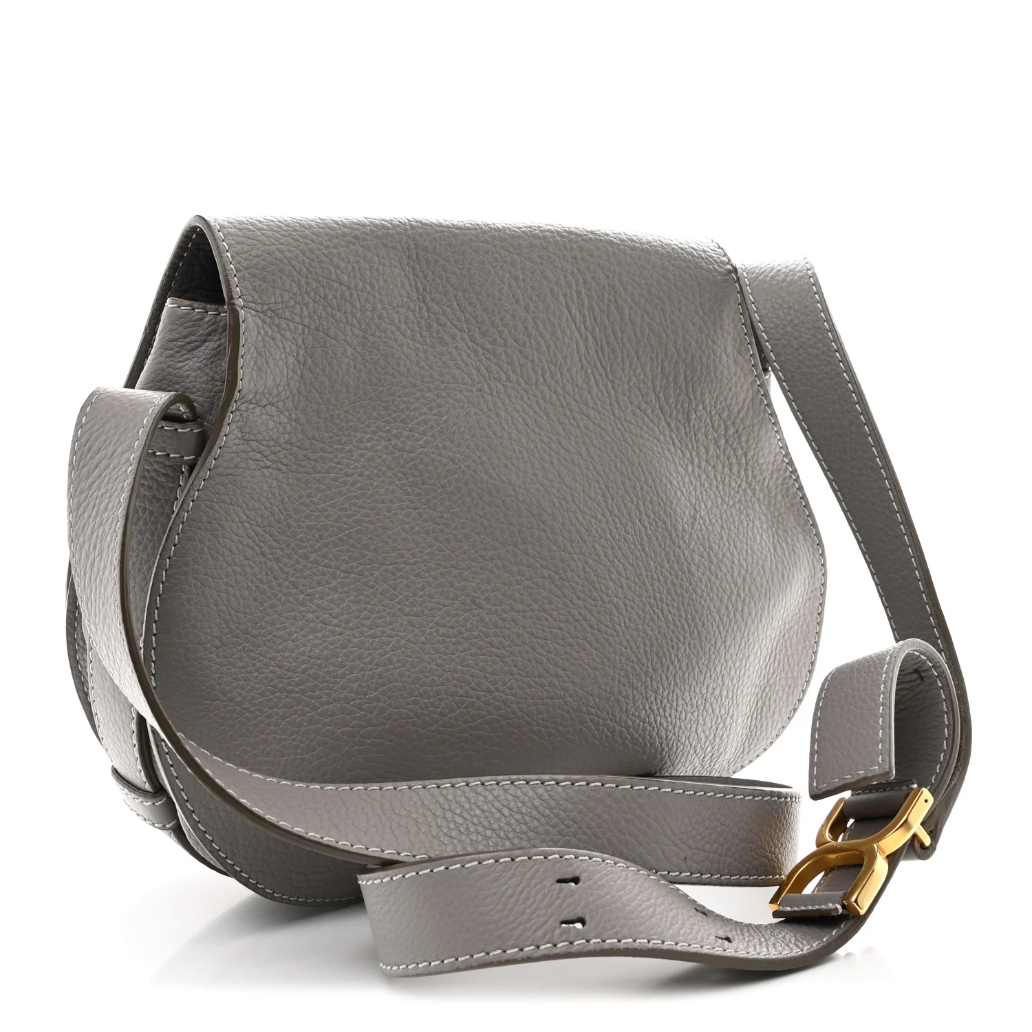Calfskin Medium Marcie Round Crossbody Bag Cashmere Grey - Image 5