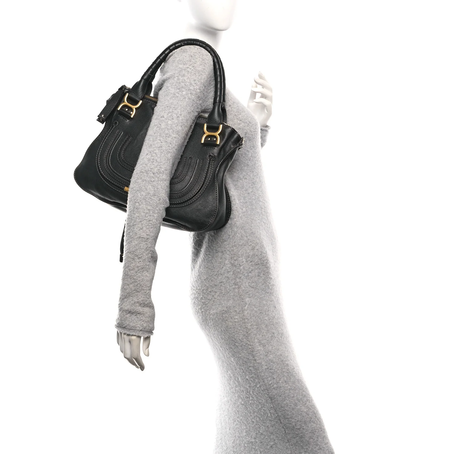 Calfskin Medium Marcie Satchel Black - Image 2