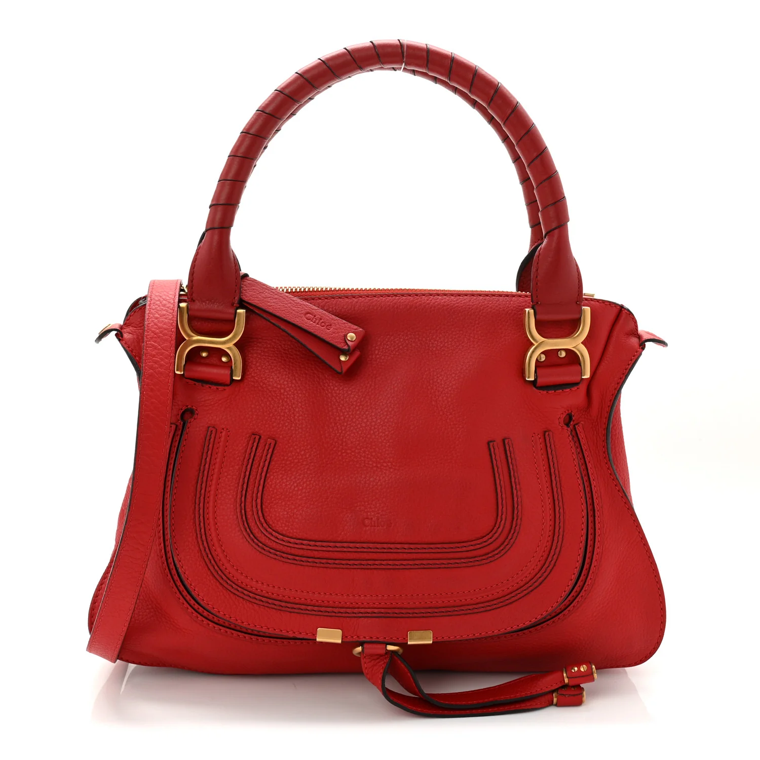Calfskin Medium Marcie Satchel Red