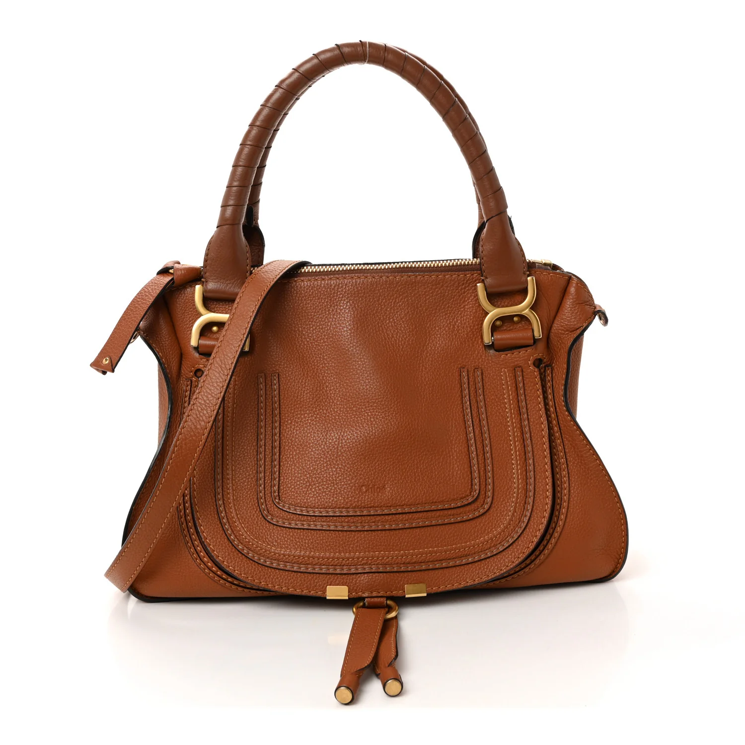 Calfskin Medium Marcie Satchel Tan - Image 2