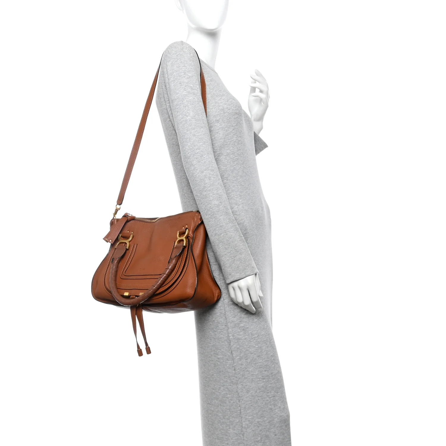 Calfskin Medium Marcie Satchel Tan - Image 3