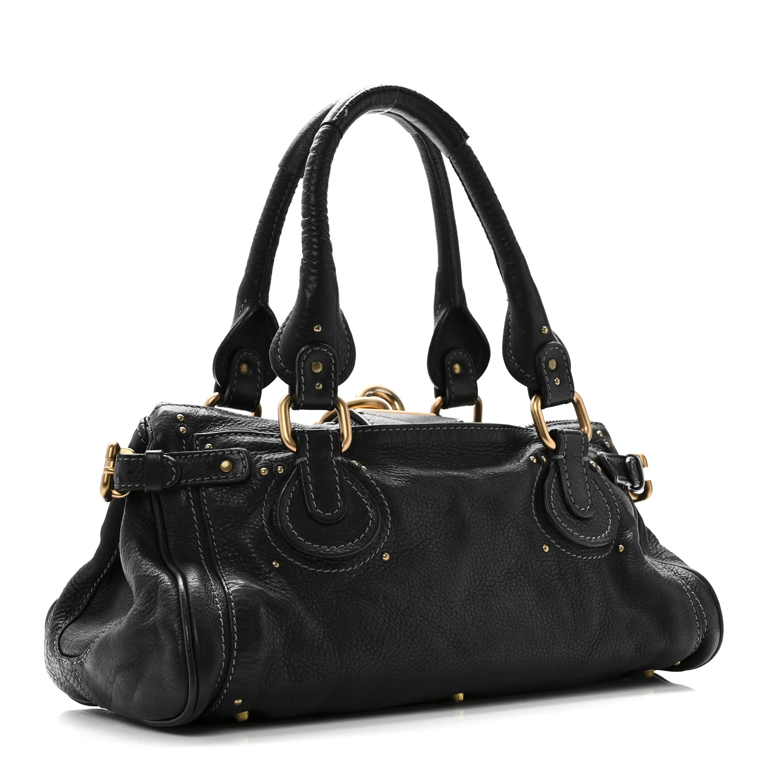 Calfskin Medium Paddington Satchel Black - Image 3
