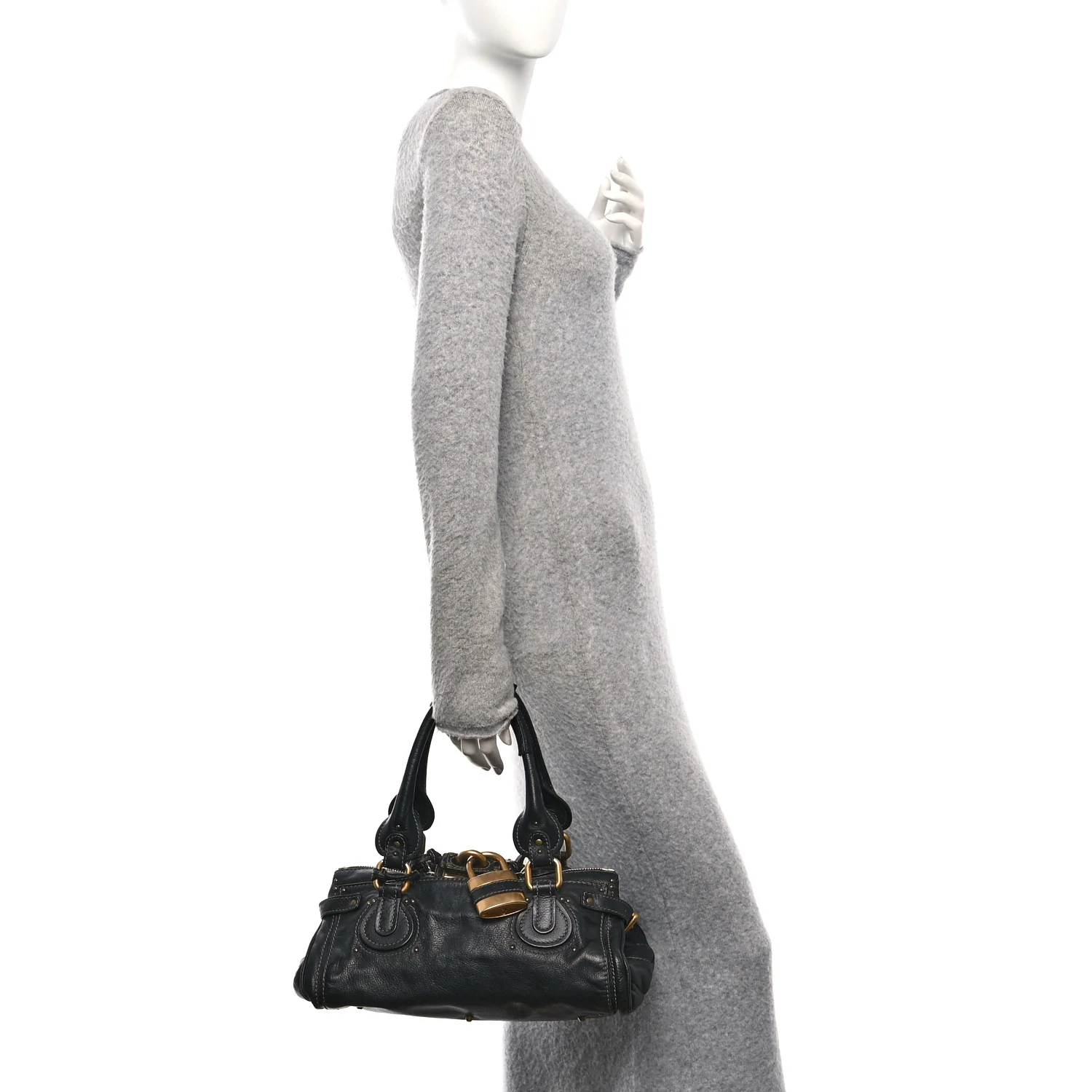 Calfskin Medium Paddington Satchel Black - Image 2