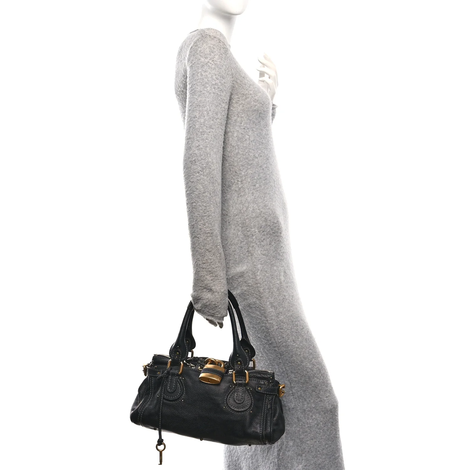 Calfskin Medium Paddington Satchel Black - Image 2