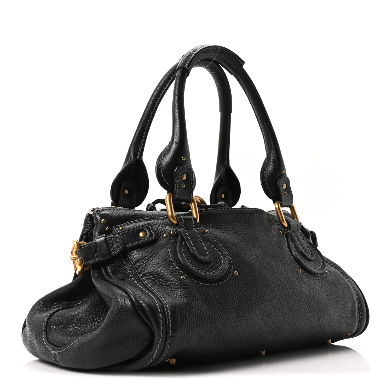 Calfskin Medium Paddington Satchel Black - Image 3