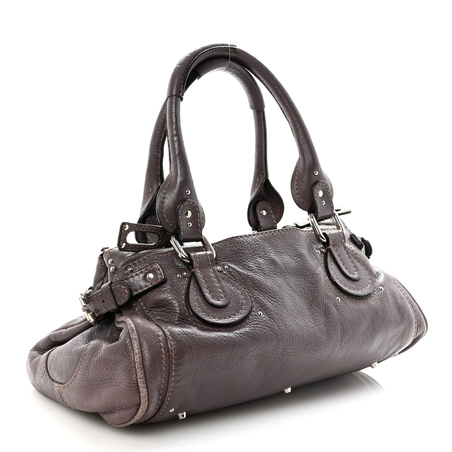 Calfskin Medium Paddington Satchel Purple - Image 3
