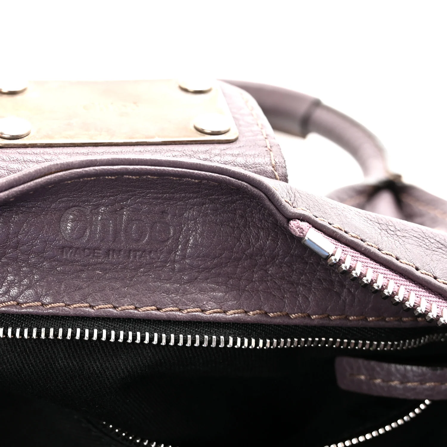 Calfskin Medium Paddington Satchel Purple - Image 6