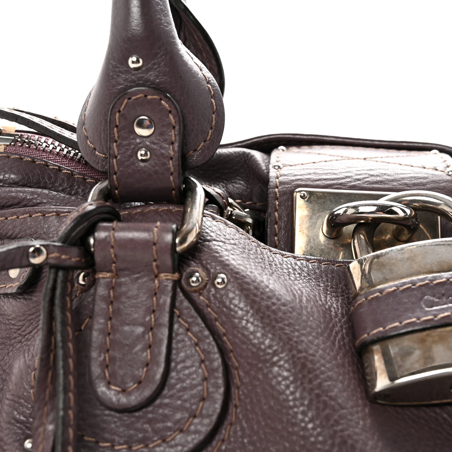 Calfskin Medium Paddington Satchel Purple - Image 7