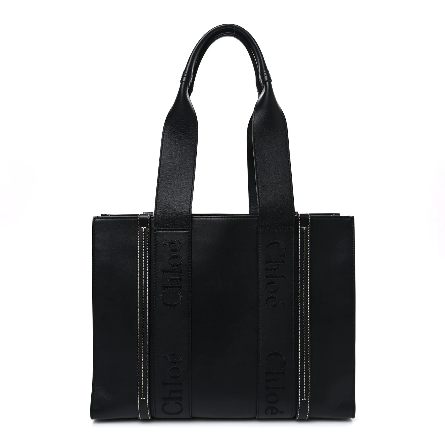 Calfskin Medium Woody Tote Black