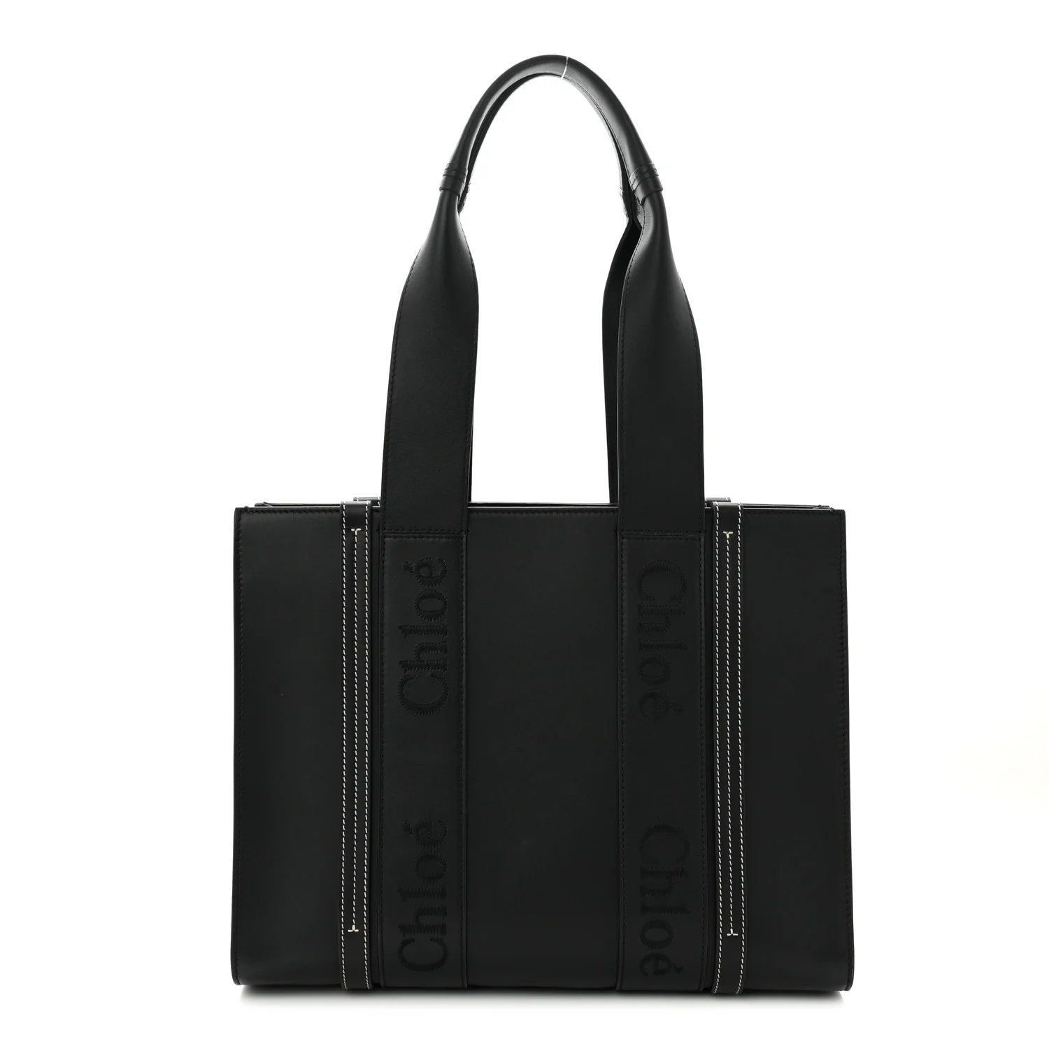 Calfskin Medium Woody Tote Black