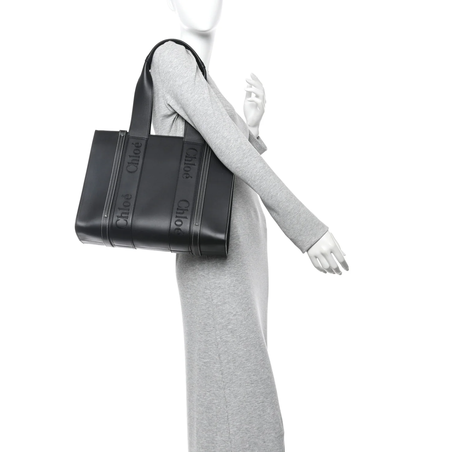 Calfskin Medium Woody Tote Black - Image 2
