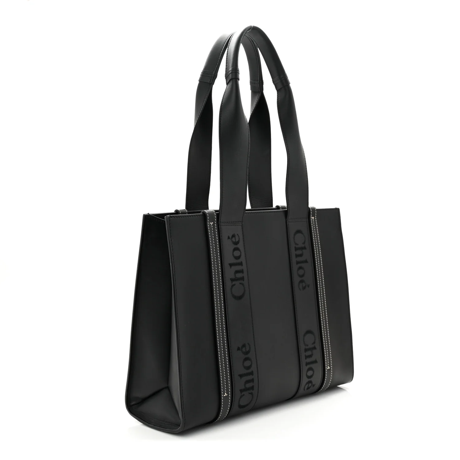 Calfskin Medium Woody Tote Black - Image 3