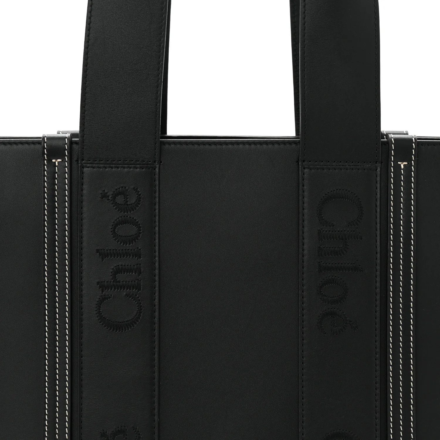 Calfskin Medium Woody Tote Black - Image 8