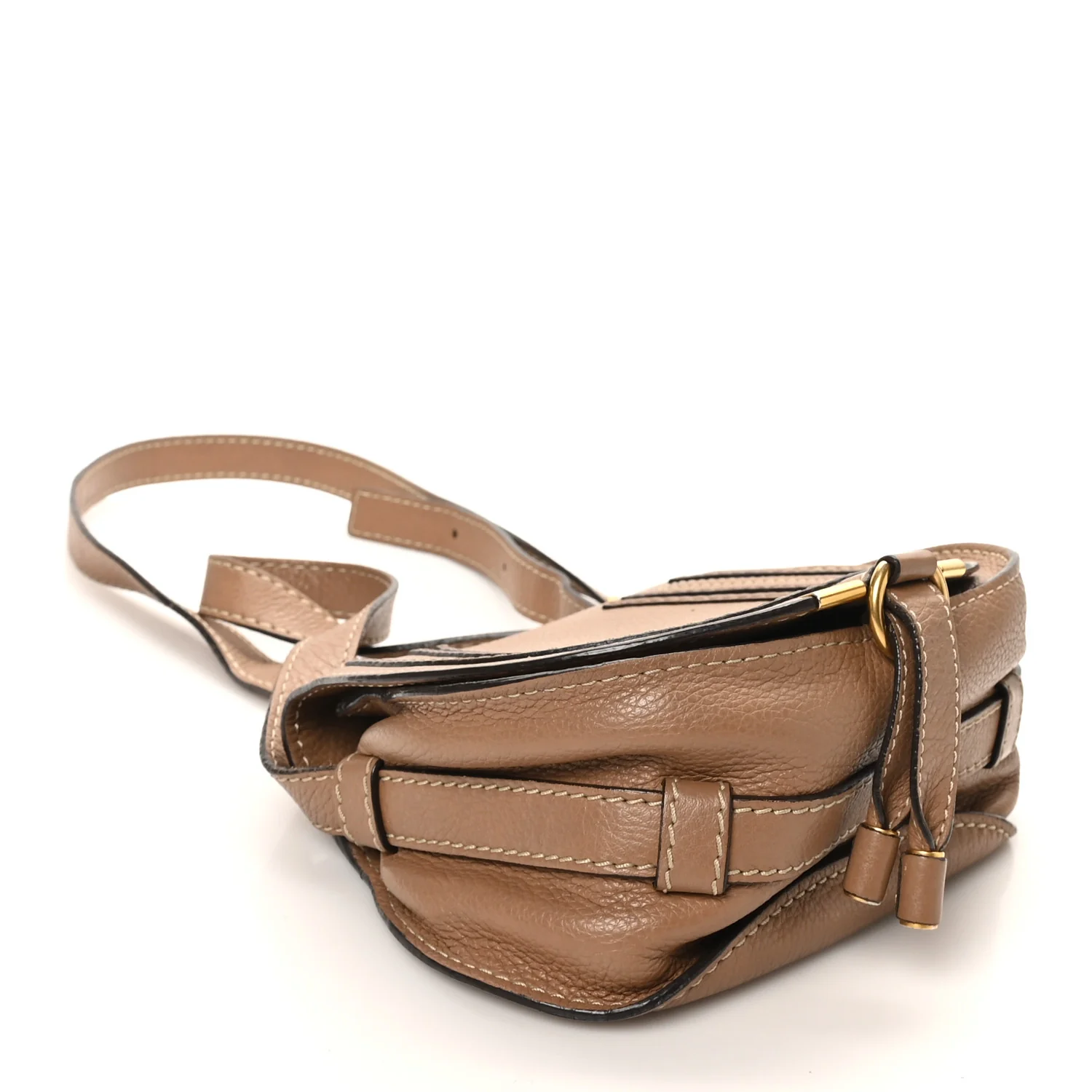 Calfskin Mini Marcie Round Crossbody Bag Nut - Image 4