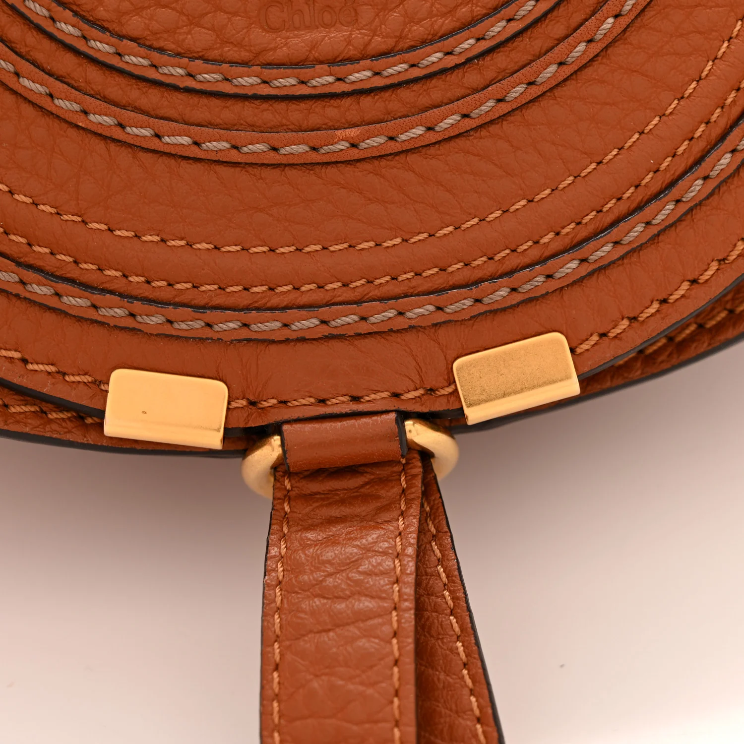 Calfskin Mini Marcie Round Crossbody Bag Tan - Image 11