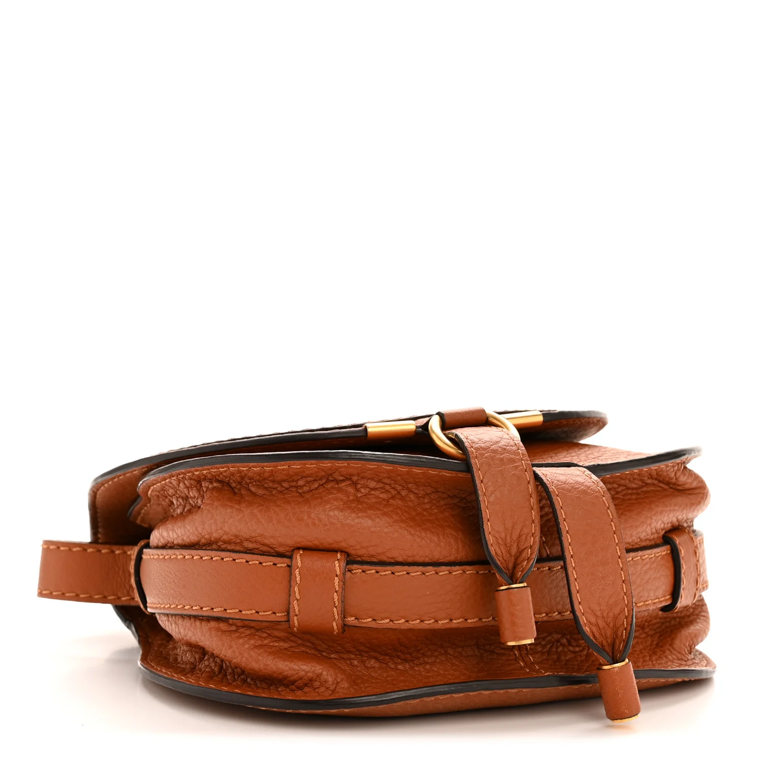 Calfskin Mini Marcie Round Crossbody Bag Tan - Image 4