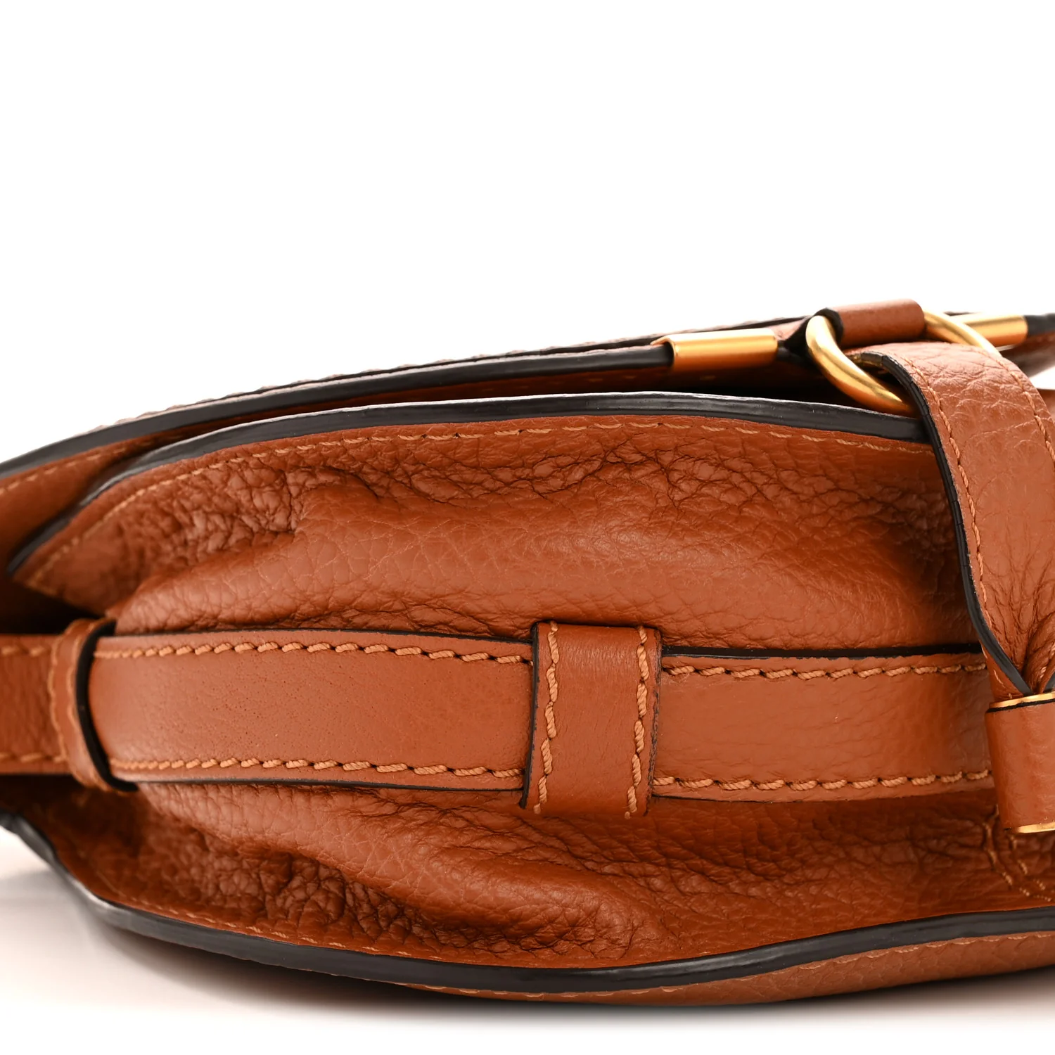 Calfskin Mini Marcie Round Crossbody Bag Tan - Image 9