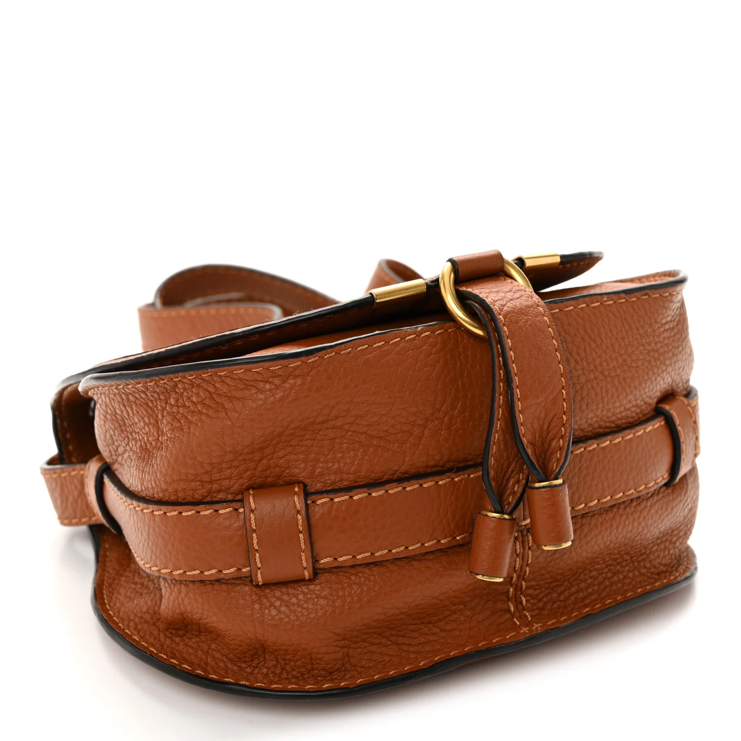 Calfskin Mini Marcie Round Crossbody Bag Tan - Image 4
