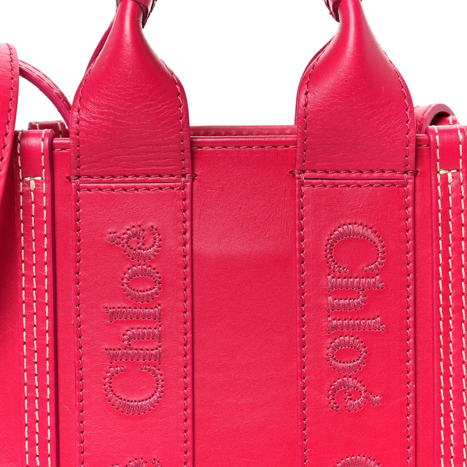 Calfskin Mini Woody Ribbon Tote Fizzy Pink - Image 9