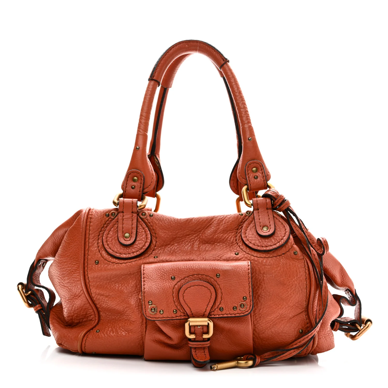 Calfskin Paddington Front Pocket Tote Whiskey