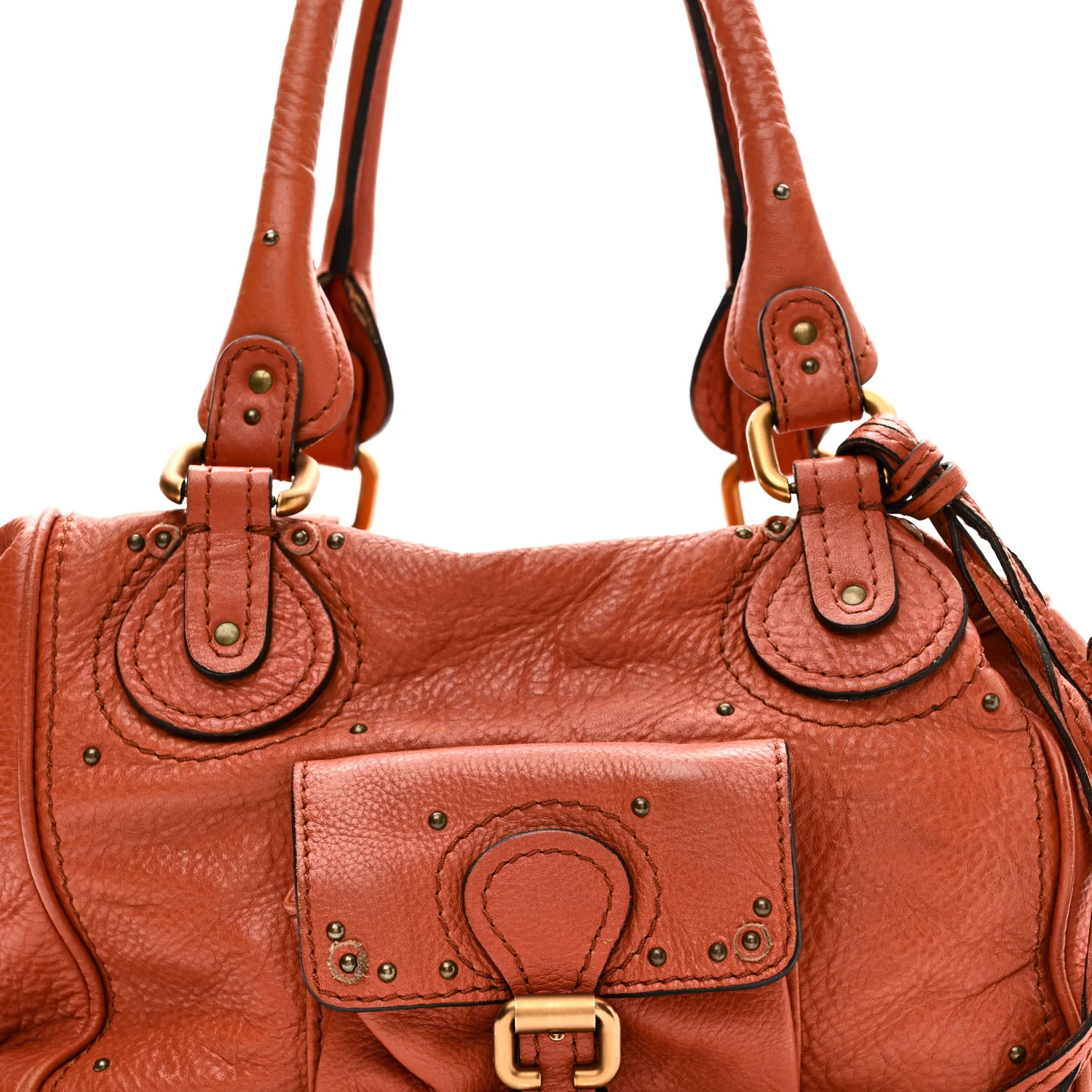 Calfskin Paddington Front Pocket Tote Whiskey - Image 7