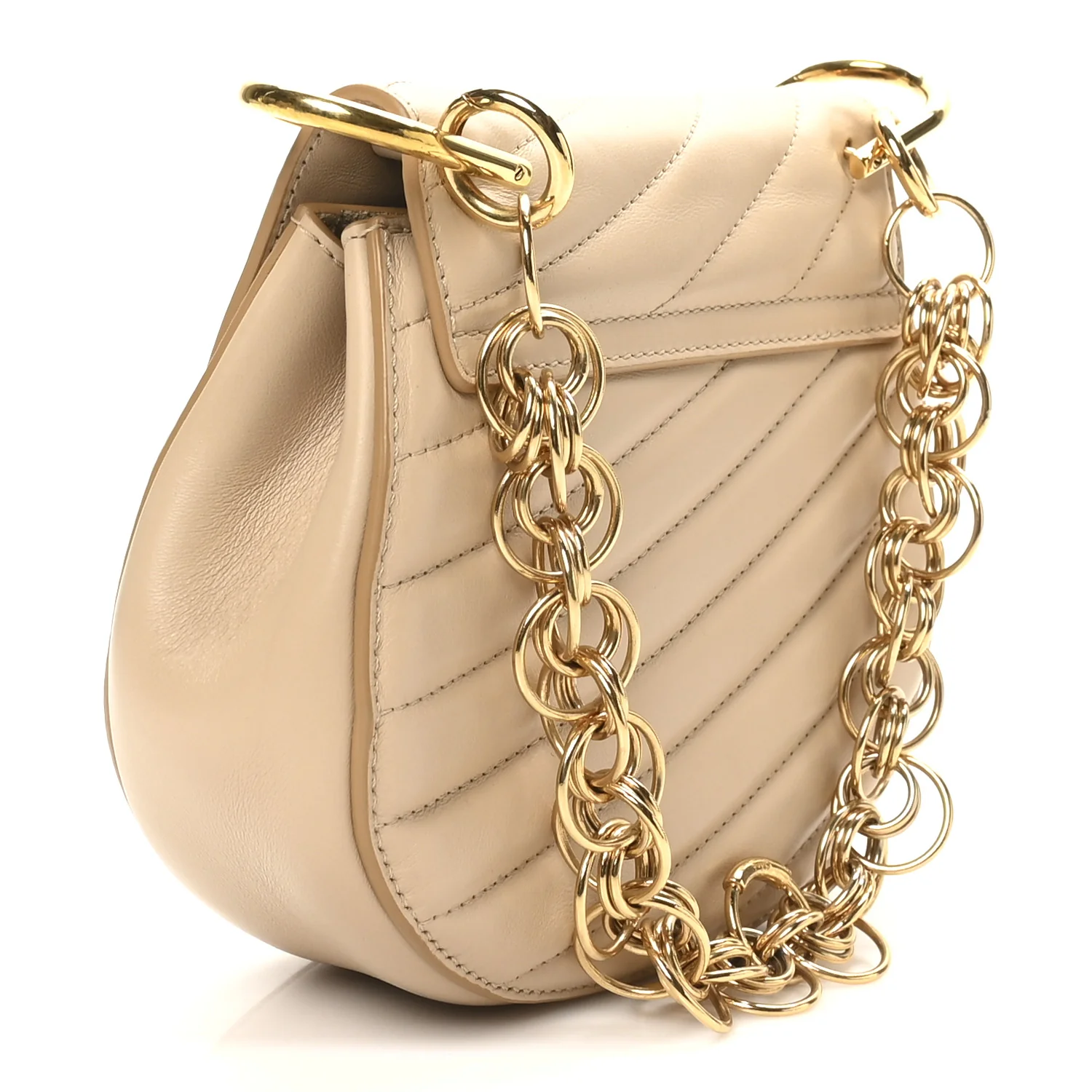 Calfskin Quilted Mini Drew Bijou Shoulder Bag Pearl Beige - Image 3