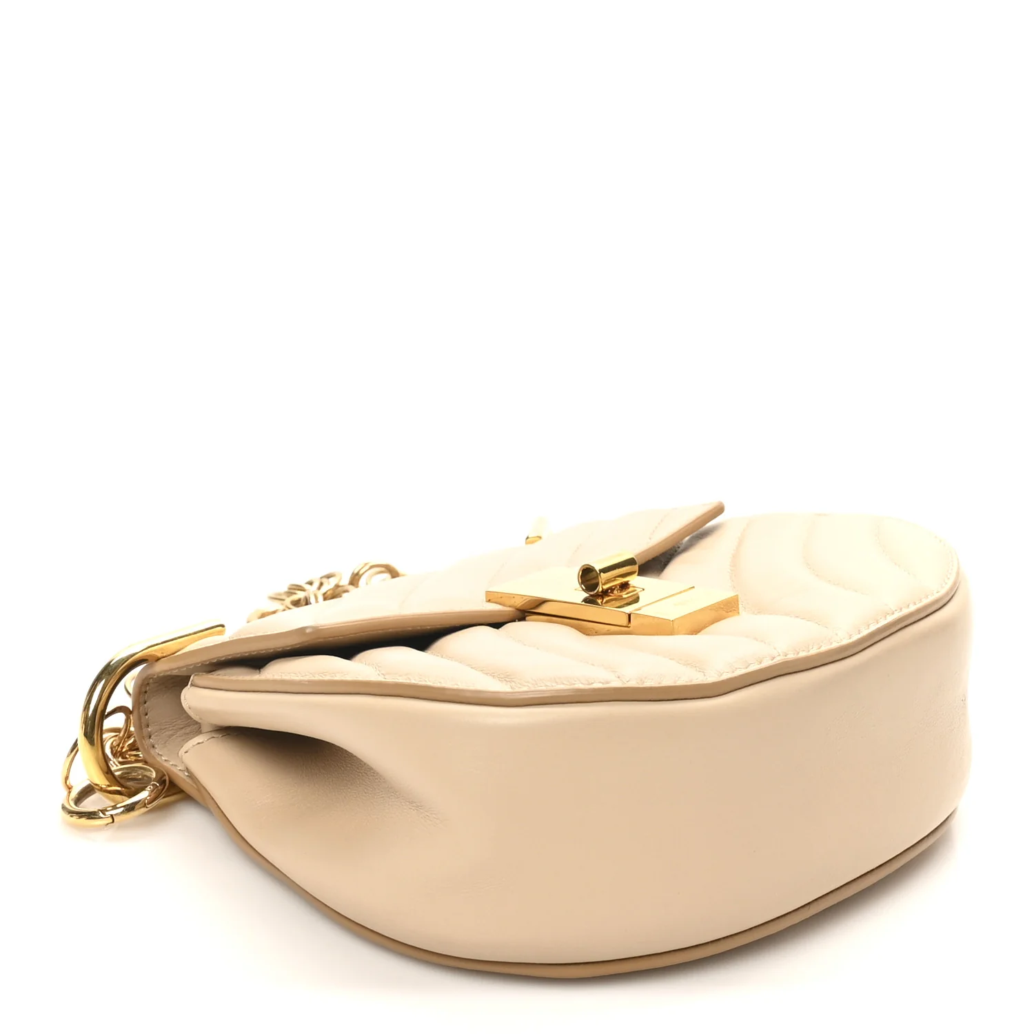 Calfskin Quilted Mini Drew Bijou Shoulder Bag Pearl Beige - Image 4