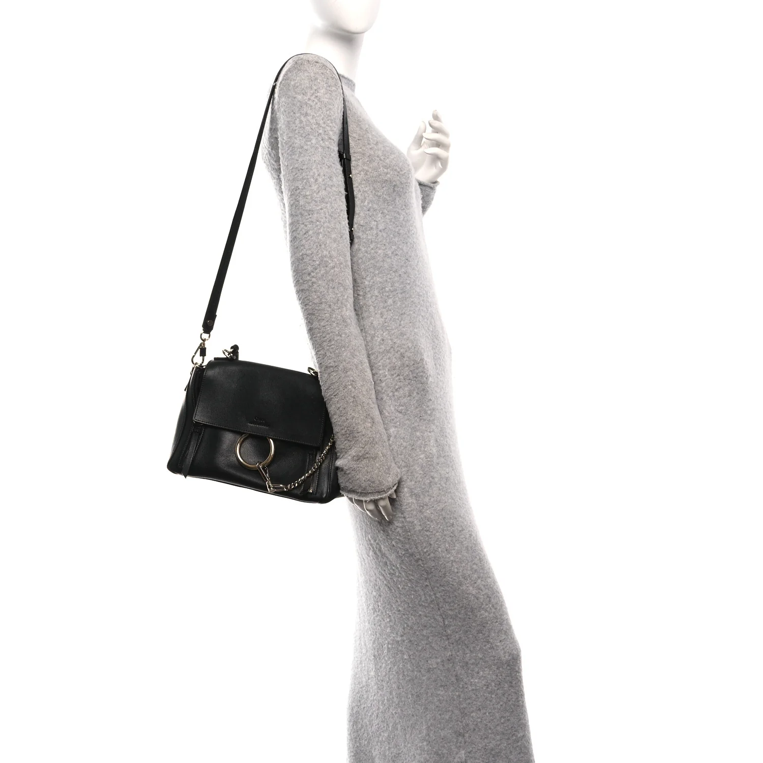 Calfskin Small Faye Day Shoulder Bag Black - Image 3