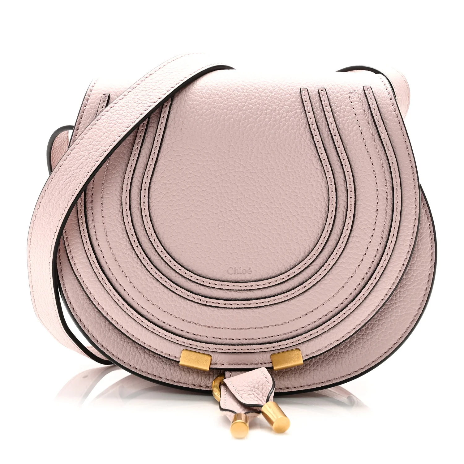 Calfskin Small Marcie Round Crossbody Bag Misty Lavender
