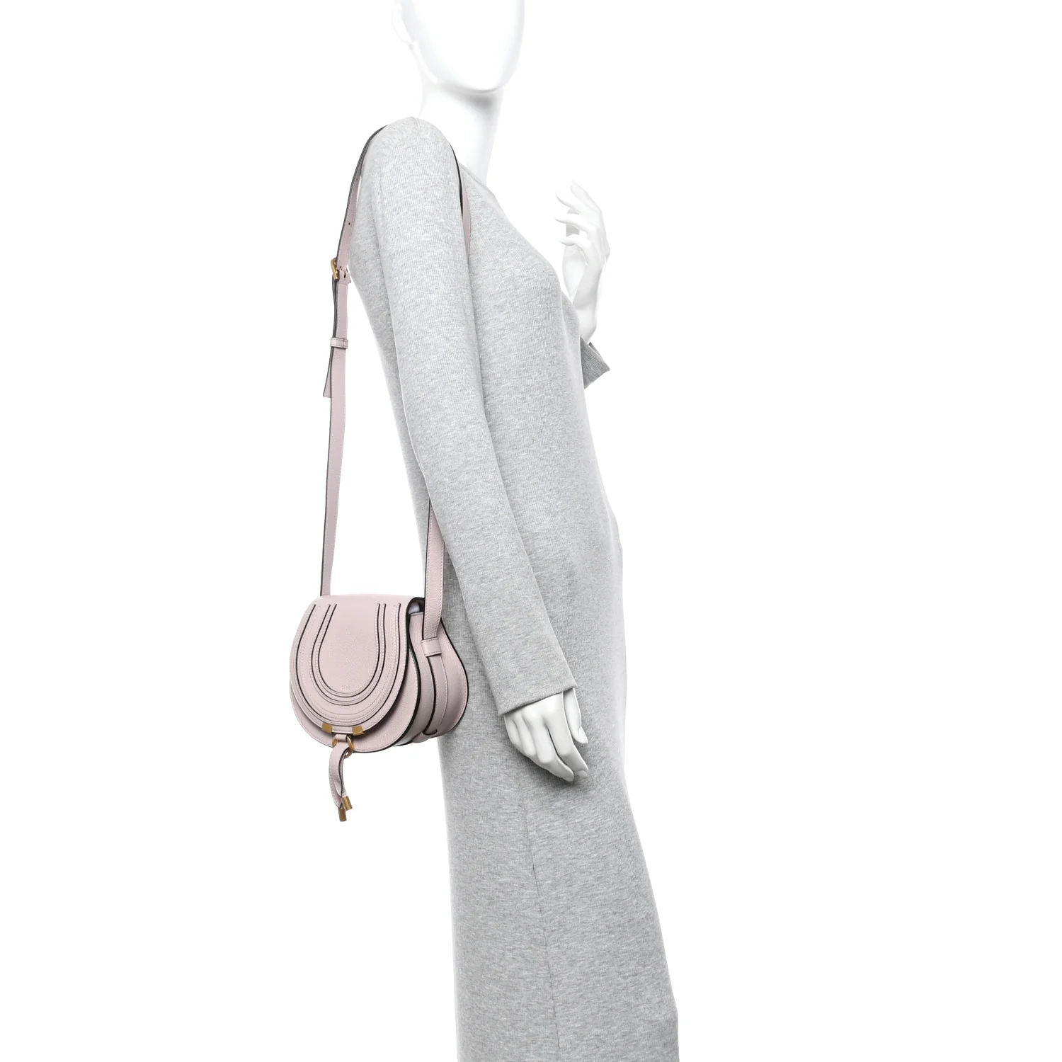 Calfskin Small Marcie Round Crossbody Bag Misty Lavender - Image 2