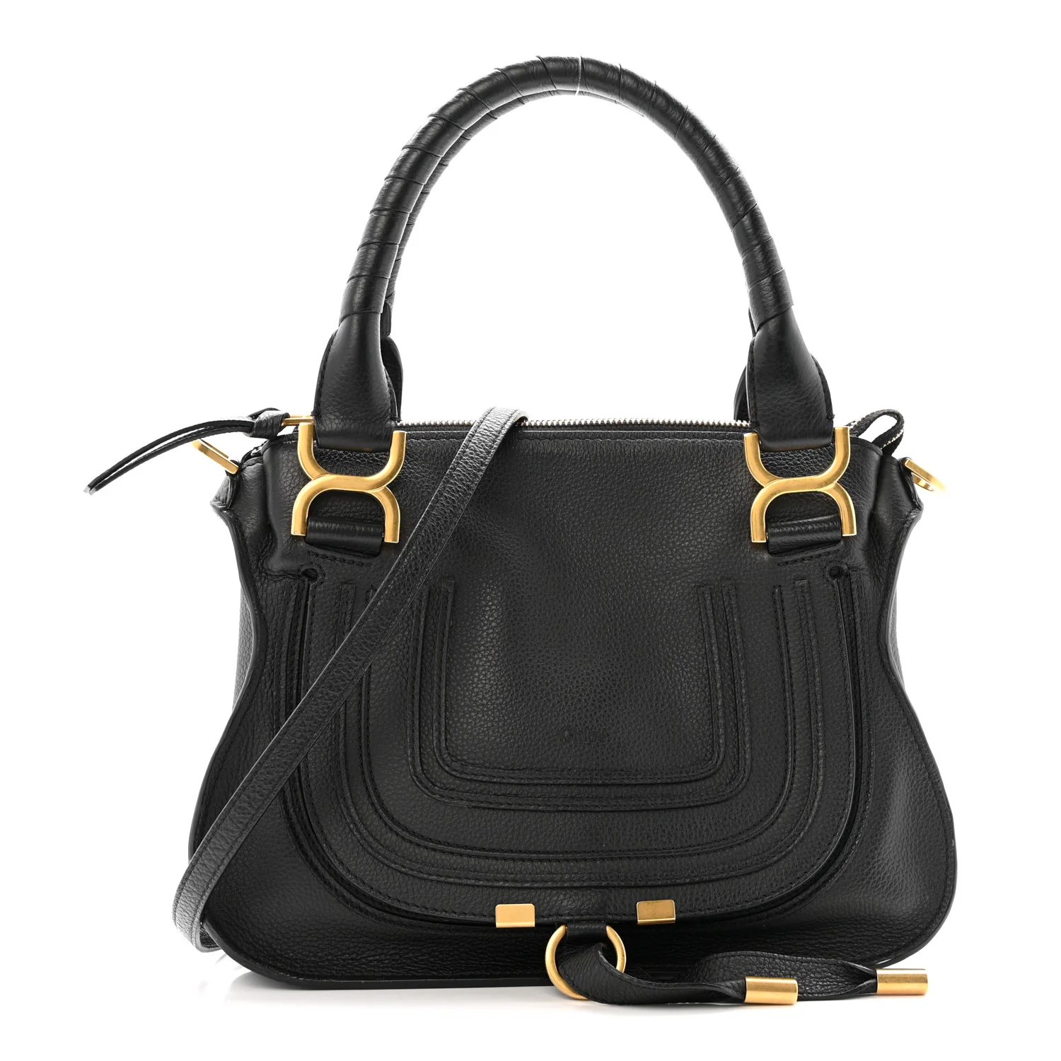 Calfskin Small Marcie Satchel Black