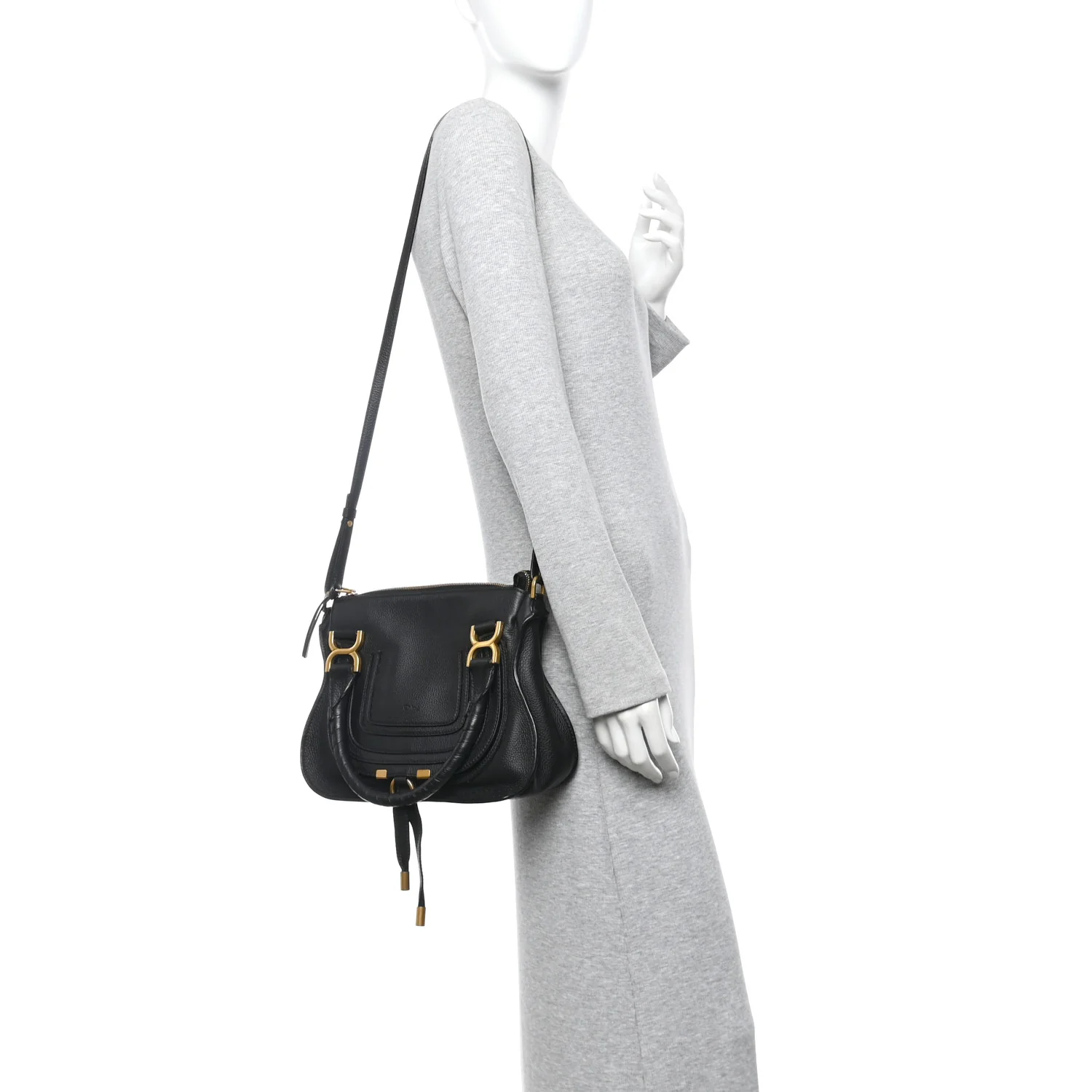 Calfskin Small Marcie Satchel Black - Image 2