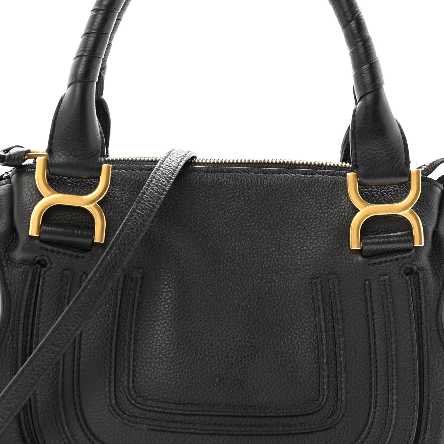 Calfskin Small Marcie Satchel Black - Image 8