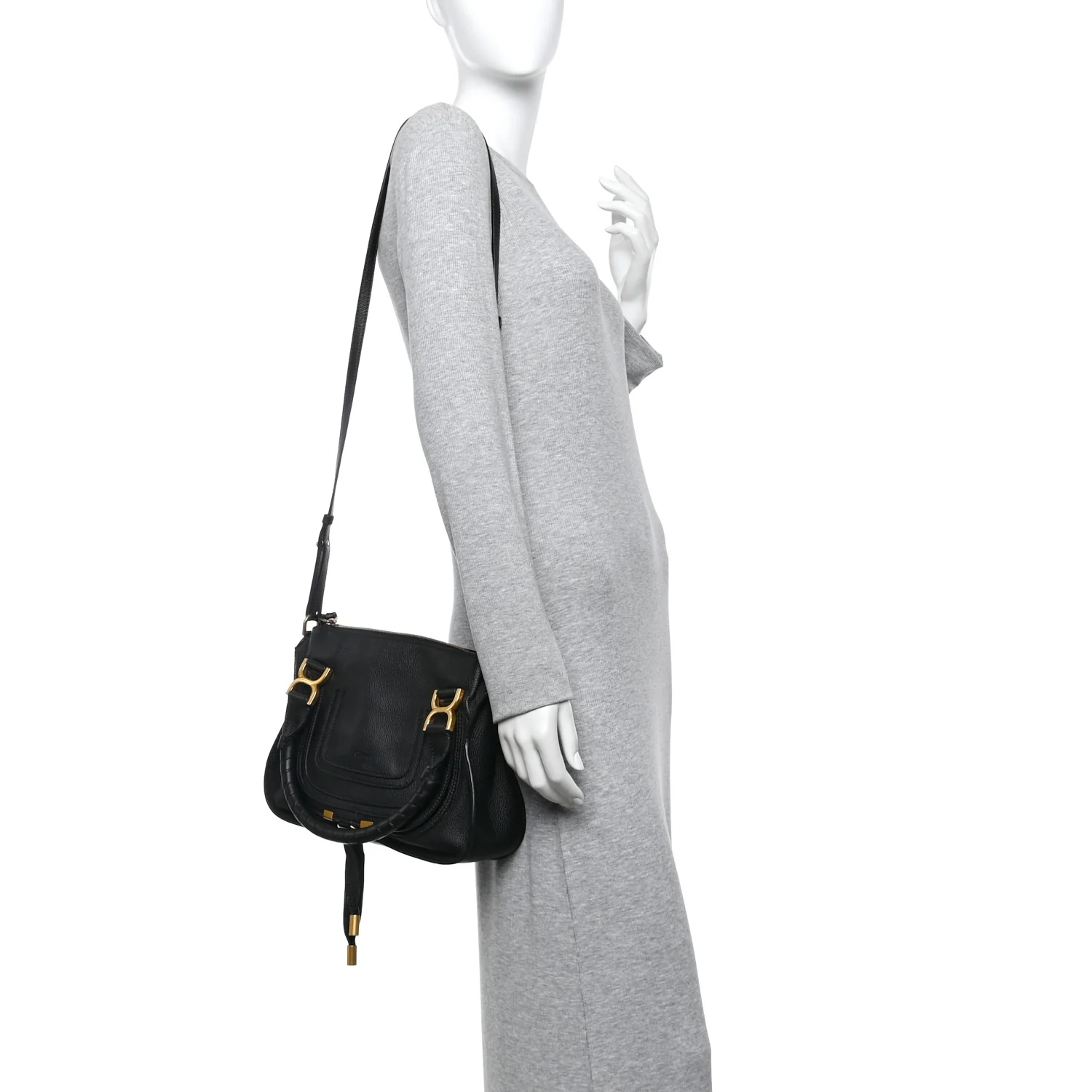 Calfskin Small Marcie Satchel Black - Image 2