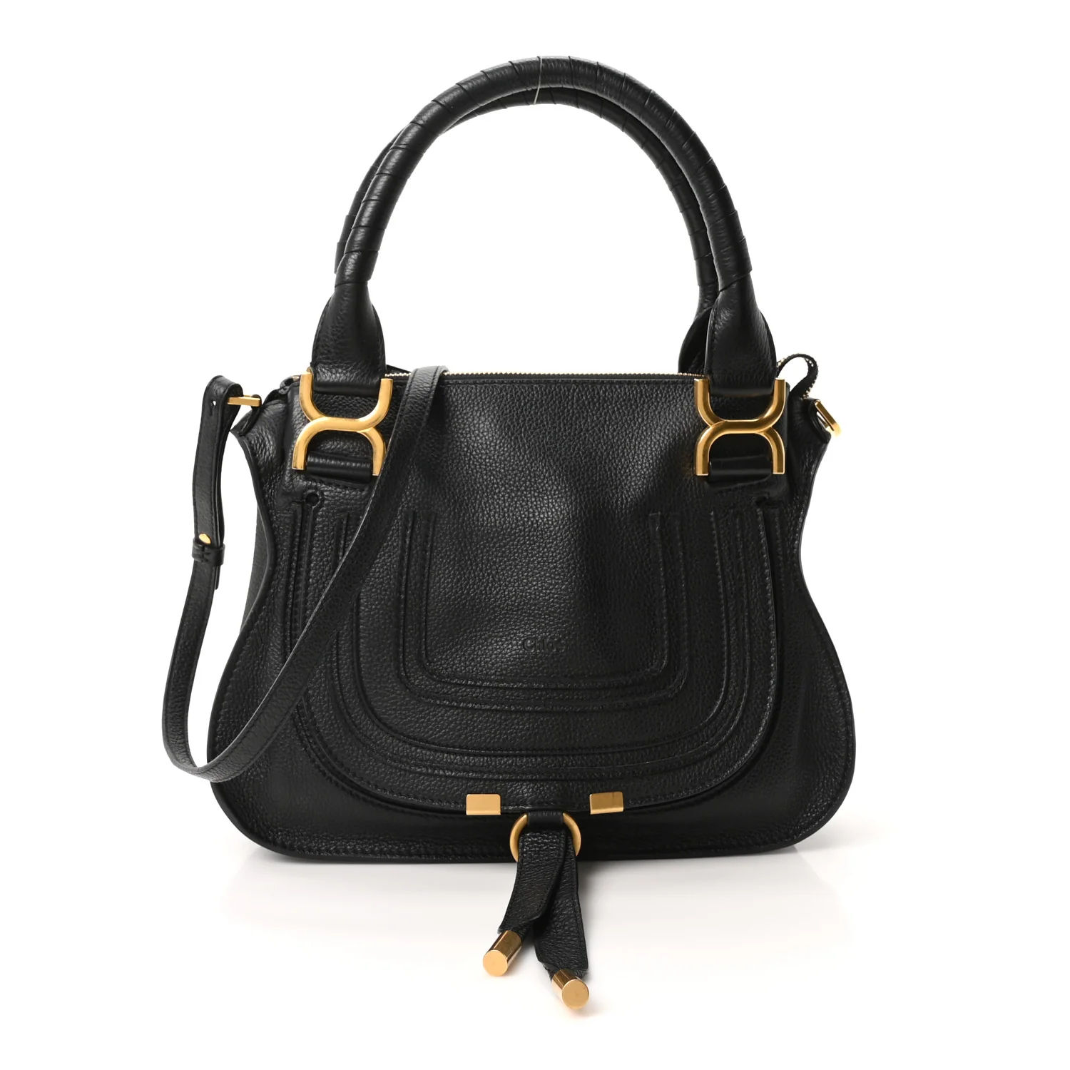 Calfskin Small Marcie Satchel Black