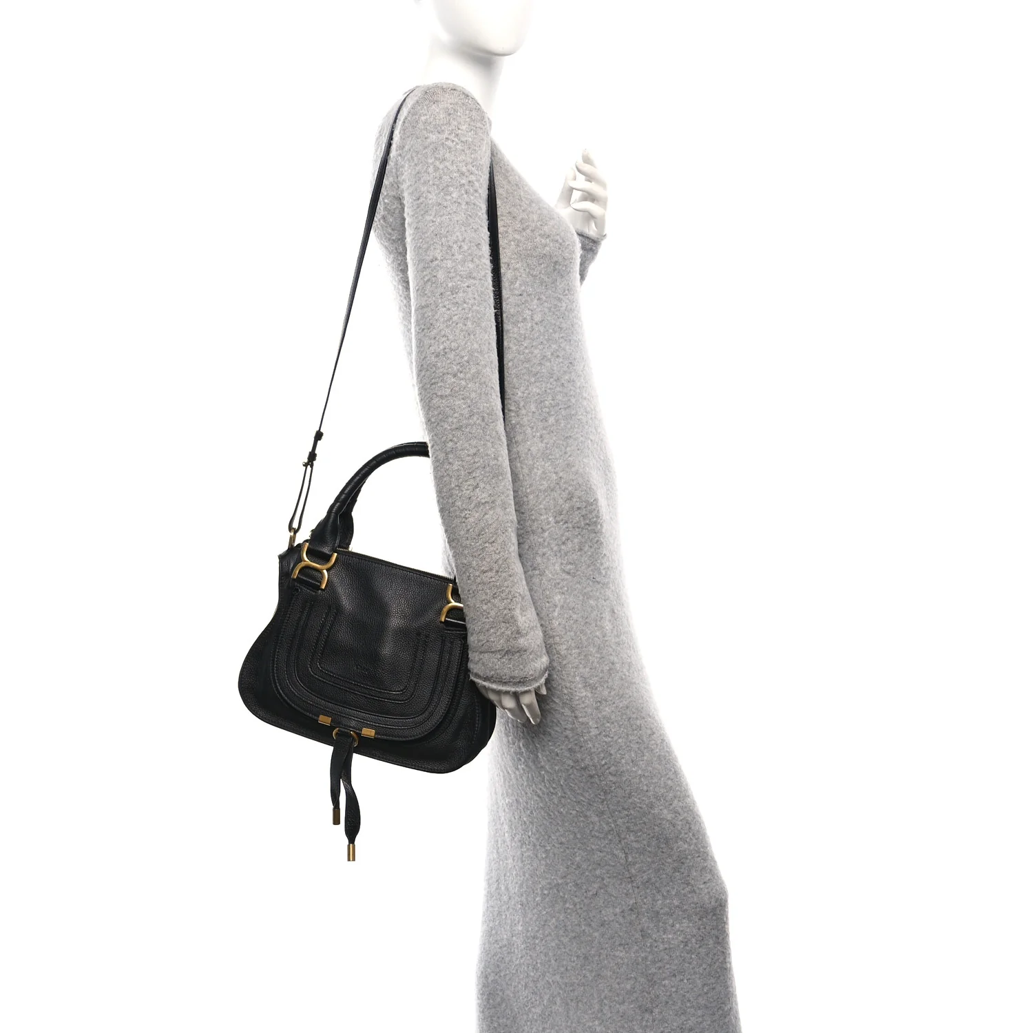 Calfskin Small Marcie Satchel Black - Image 2