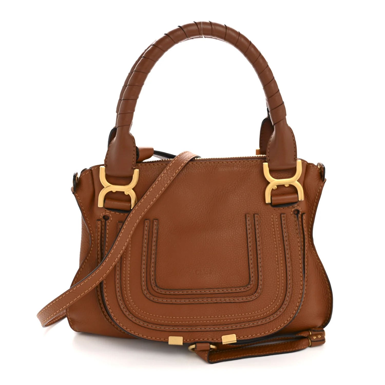 Calfskin Small Marcie Satchel Tan