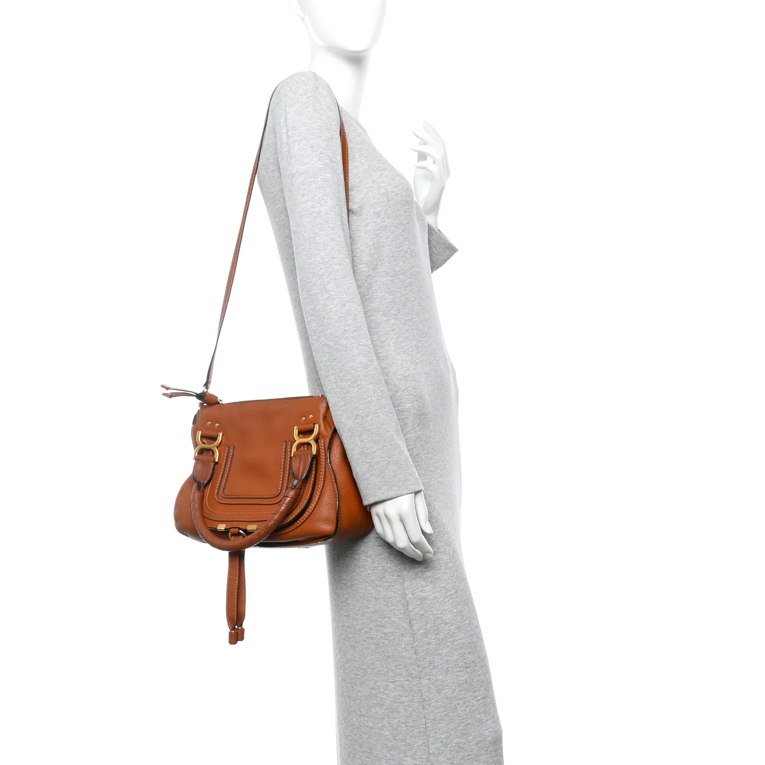 Calfskin Small Marcie Satchel Tan - Image 2