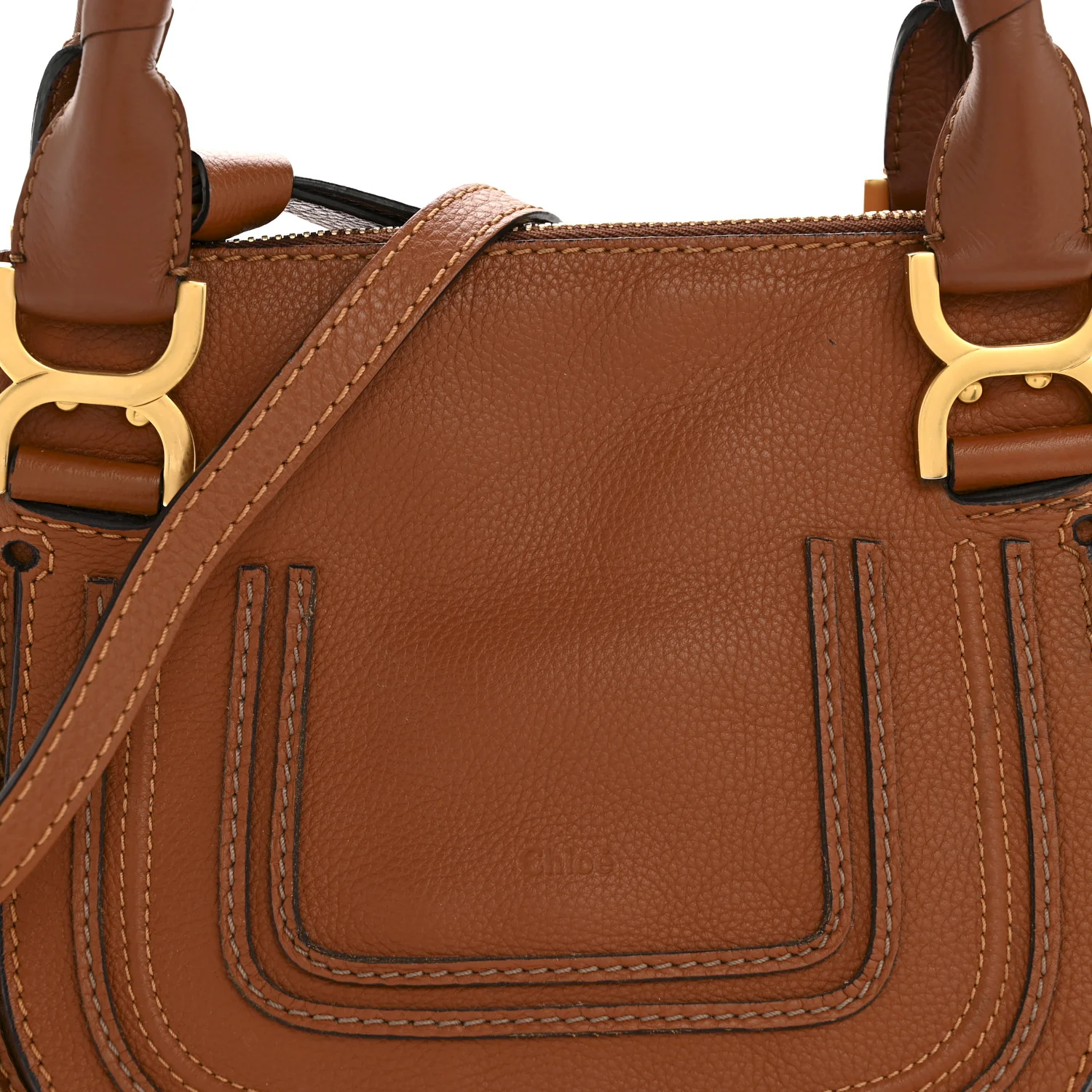 Calfskin Small Marcie Satchel Tan - Image 8
