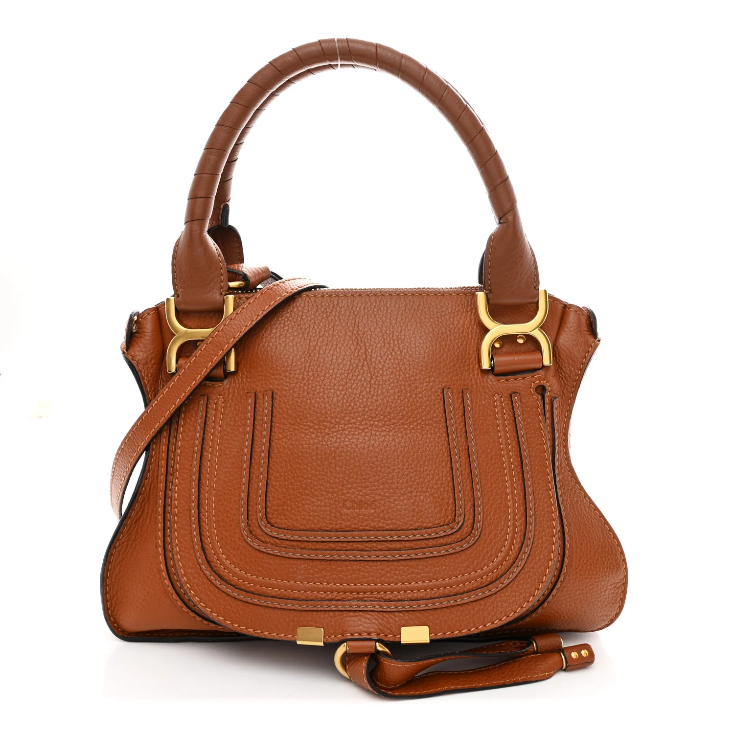 Calfskin Small Marcie Satchel Tan