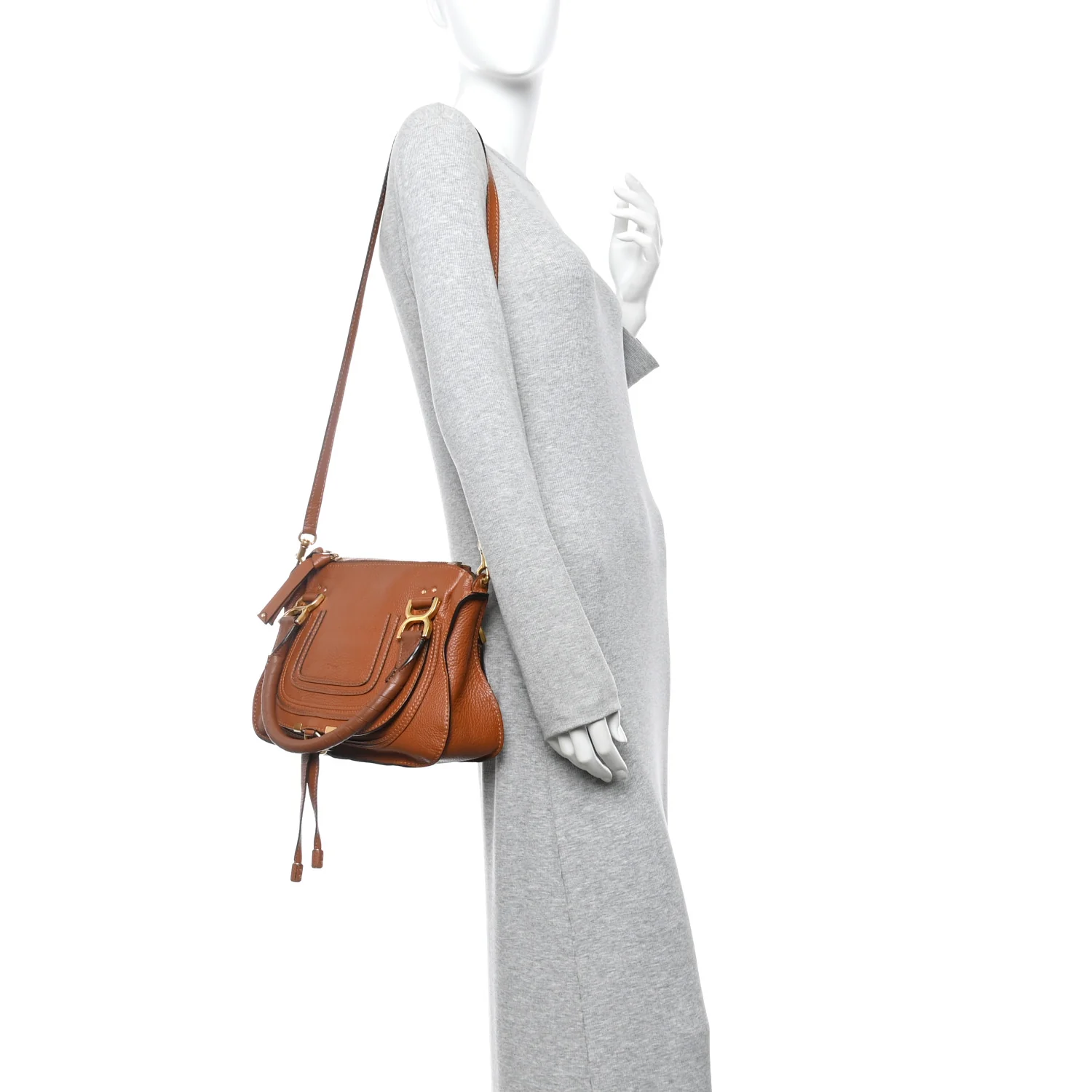 Calfskin Small Marcie Satchel Tan - Image 2