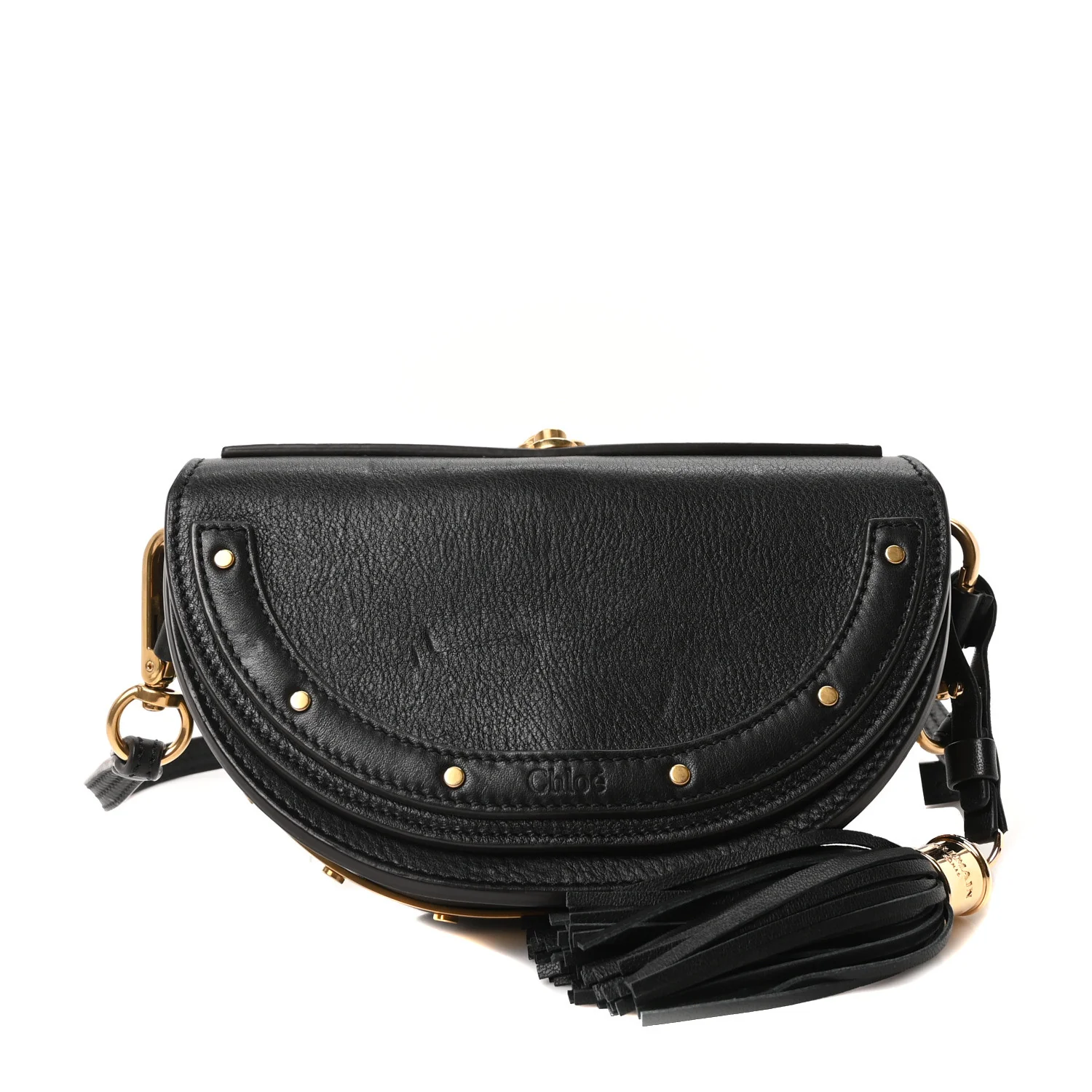 Calfskin Small Nile Bracelet Minaudiere Bag Black